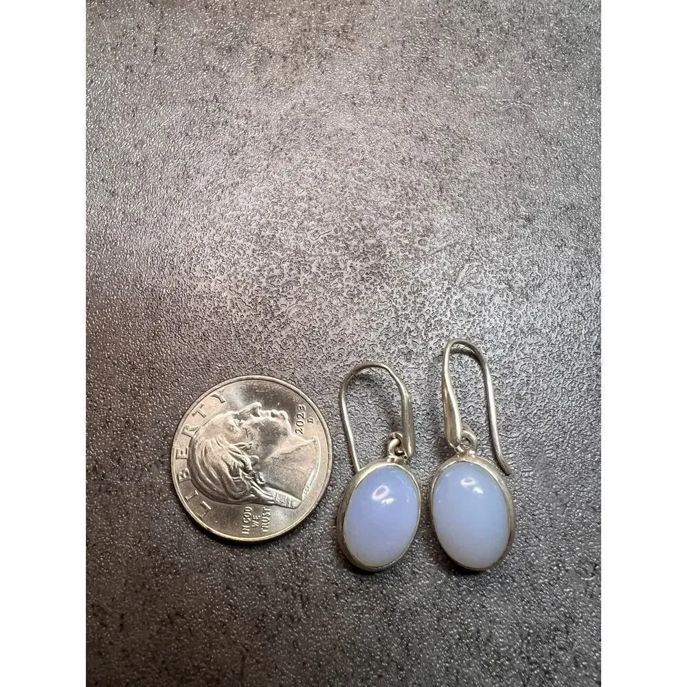 NEW Blue chalcedony sterling silver drop earrings 4.85 grams